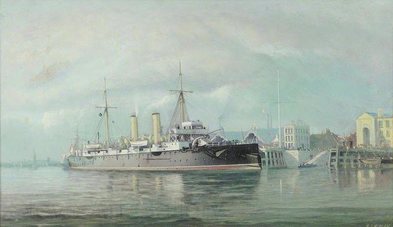 Henry J. Morgan HMS 'Fox' Spain oil painting art